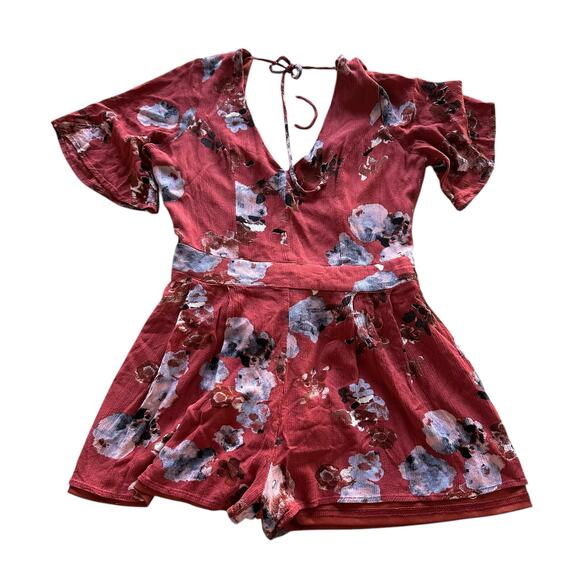Womens Romper Medium Floral Shorts Fitted Jumper Travel Packable Resort Ready - Picture 1 of 8